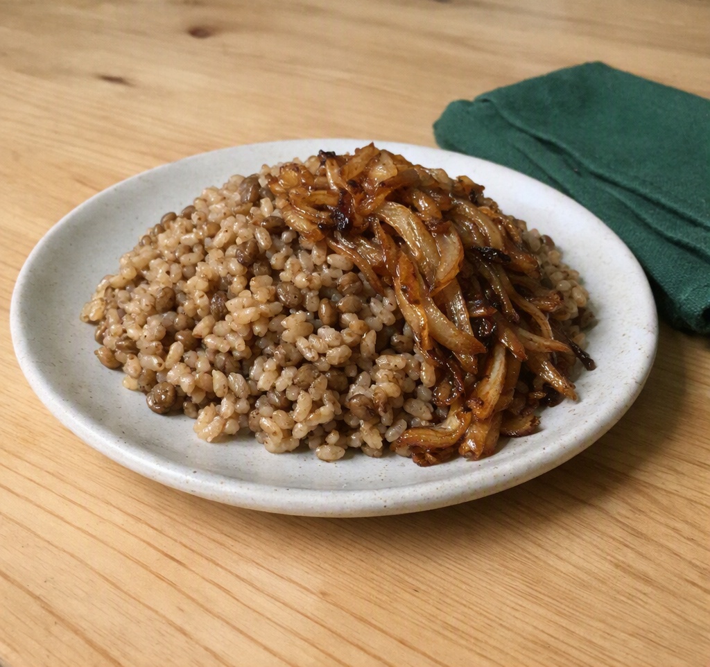 Mujadara (Lentils & Rice with Golden Onions)